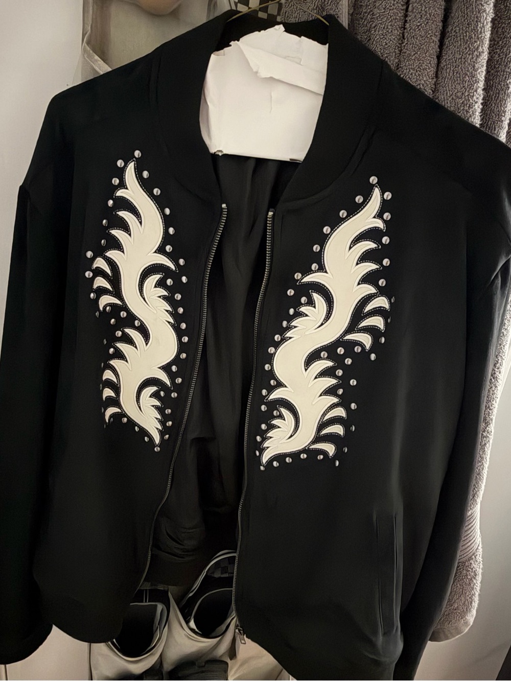 Women’s Microsuede Studded Bomber Jacket
